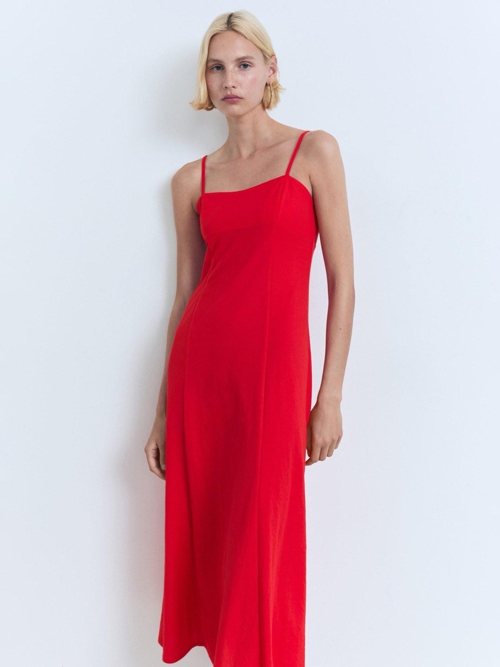 NWT Mango Red Square Neck Strappy Maxi Dress XS